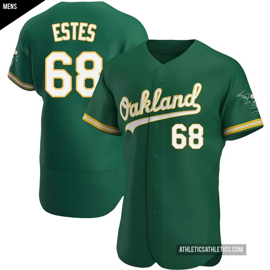 Men's Oakland Athletics ＃68 Joey Estes Authentic Green Kelly Alternate Jersey