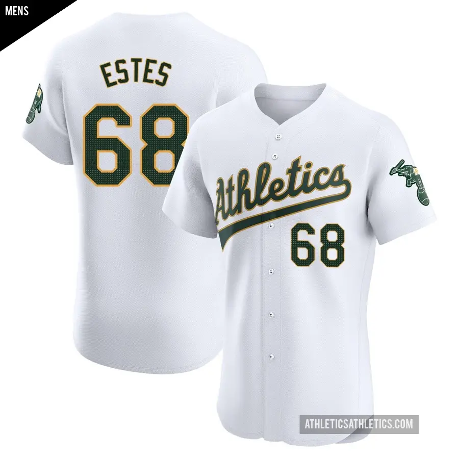 Men's Oakland Athletics ＃68 Joey Estes Elite White Home Jersey
