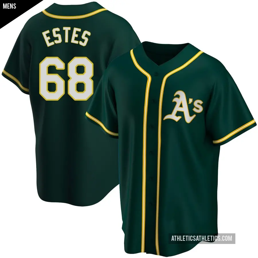 Men's Oakland Athletics ＃68 Joey Estes Replica Green Alternate Jersey