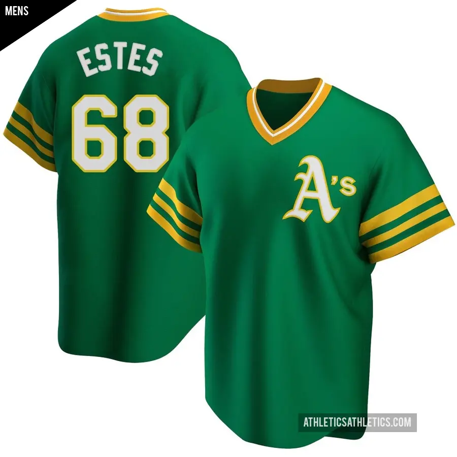 Men's Oakland Athletics ＃68 Joey Estes Replica Green R Kelly Road Cooperstown Collection Jersey