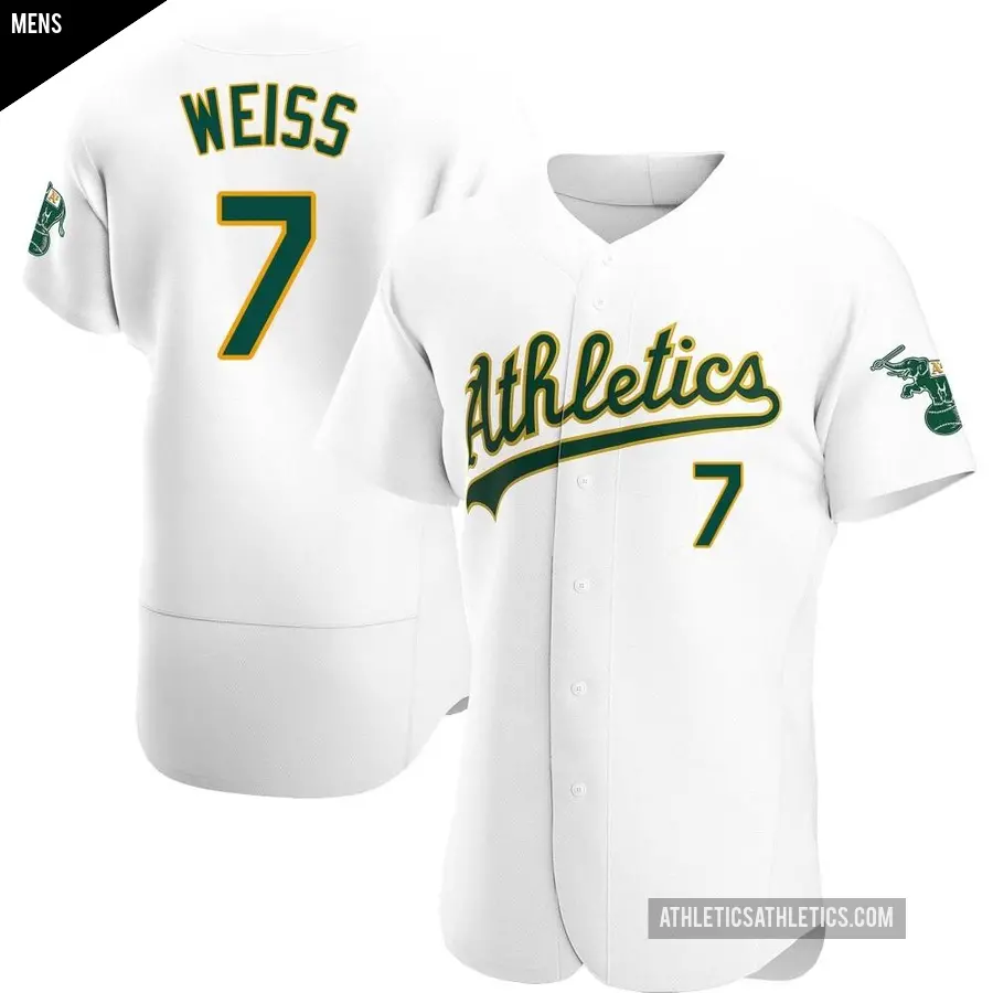 Men's Oakland Athletics ＃7 Walt Weiss Authentic White Home Jersey