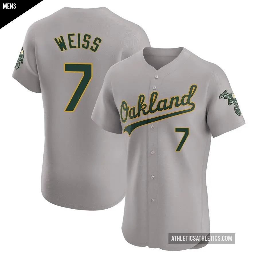 Men's Oakland Athletics ＃7 Walt Weiss Elite Gray Road Jersey