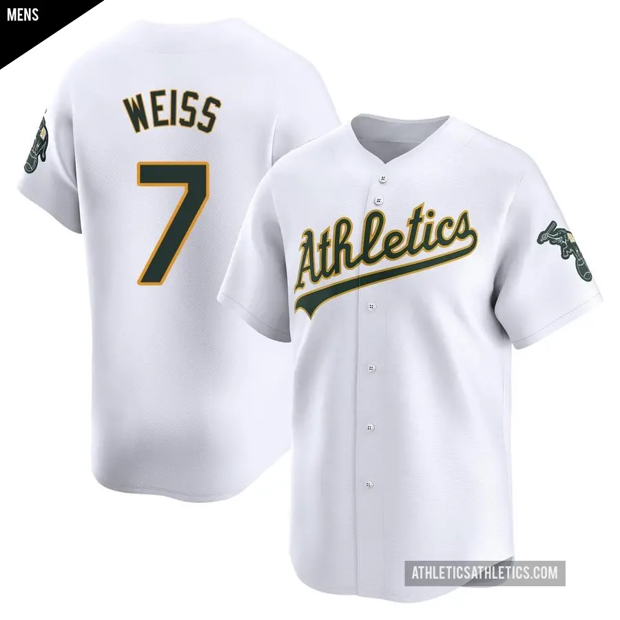 Men's Oakland Athletics ＃7 Walt Weiss Limited White Home Jersey