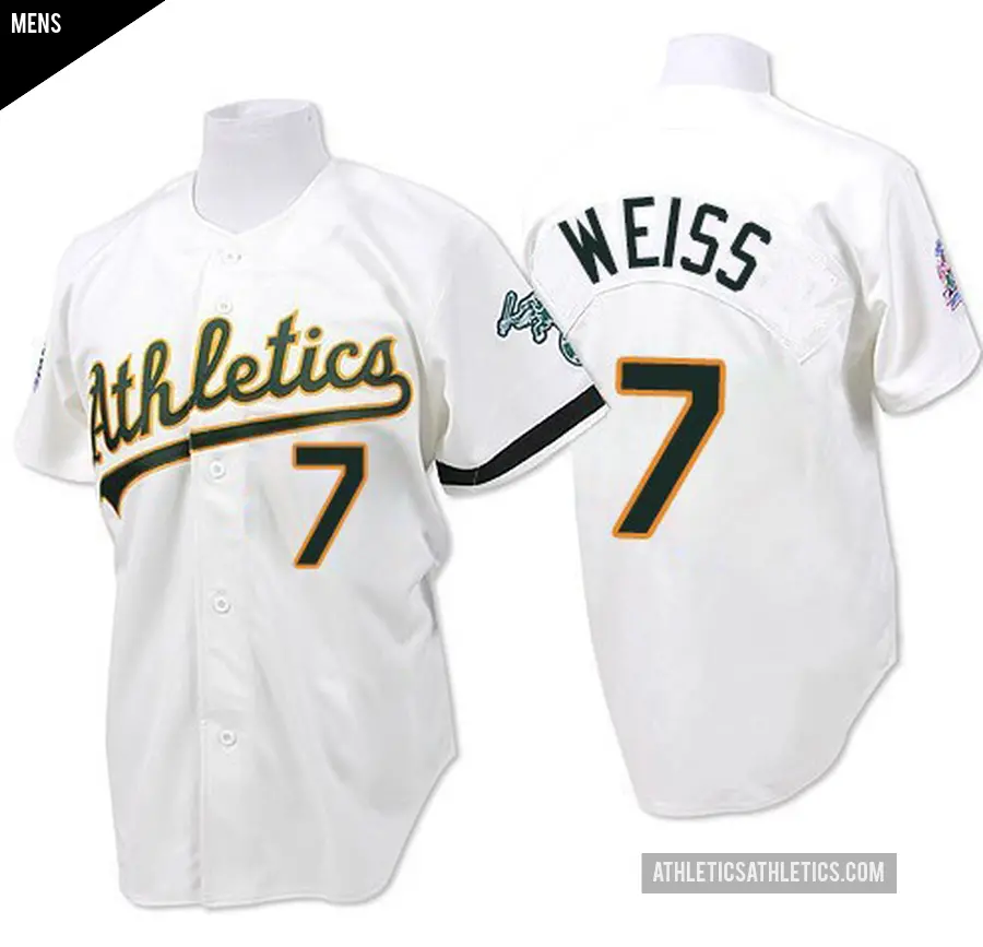 Men's Oakland Athletics ＃7 Walt Weiss Replica White Throwback Jersey