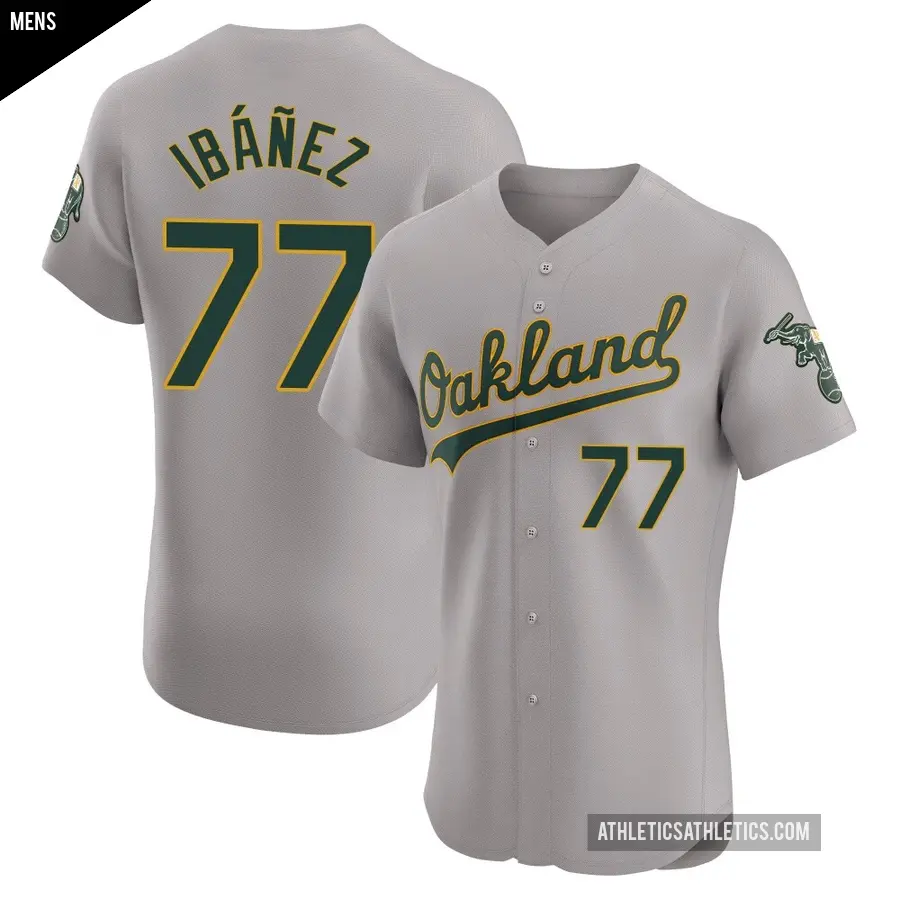 Men's Oakland Athletics ＃77 Andy Ibanez Elite Gray Road Jersey