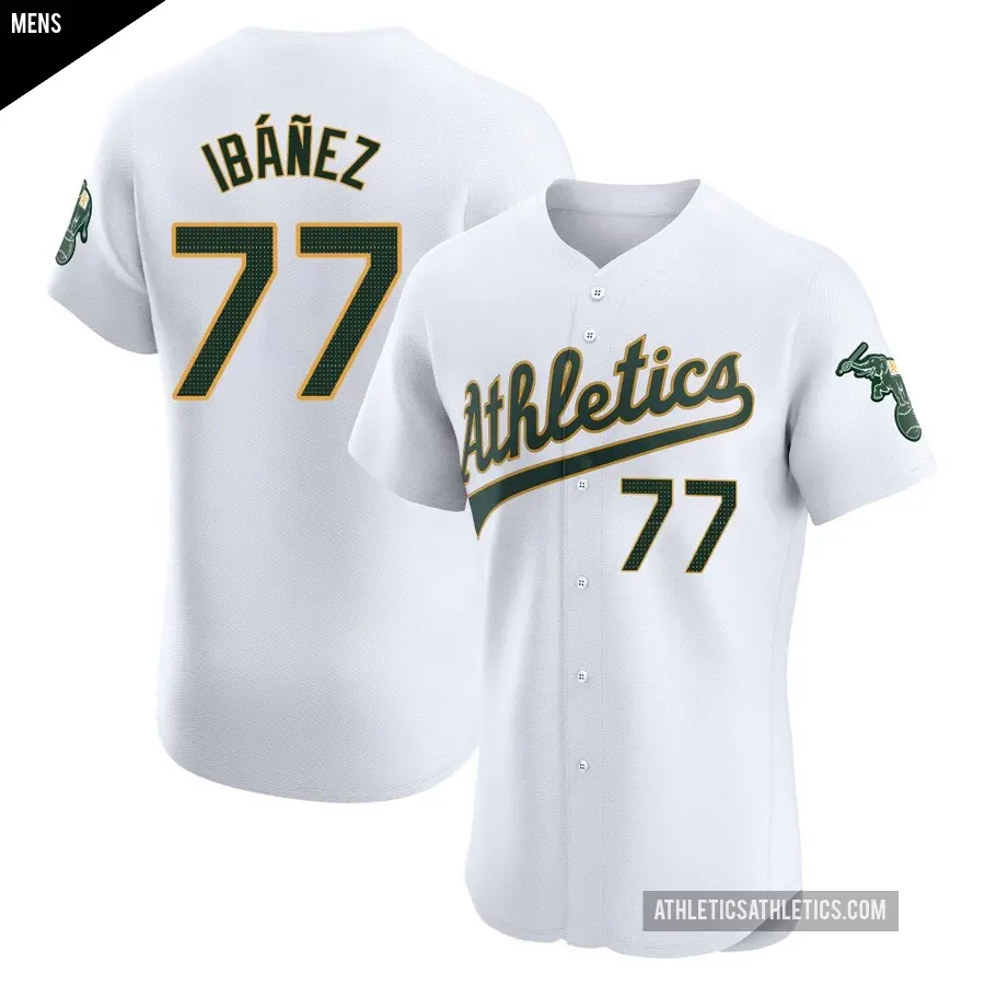 Men's Oakland Athletics ＃77 Andy Ibanez Elite White Home Jersey