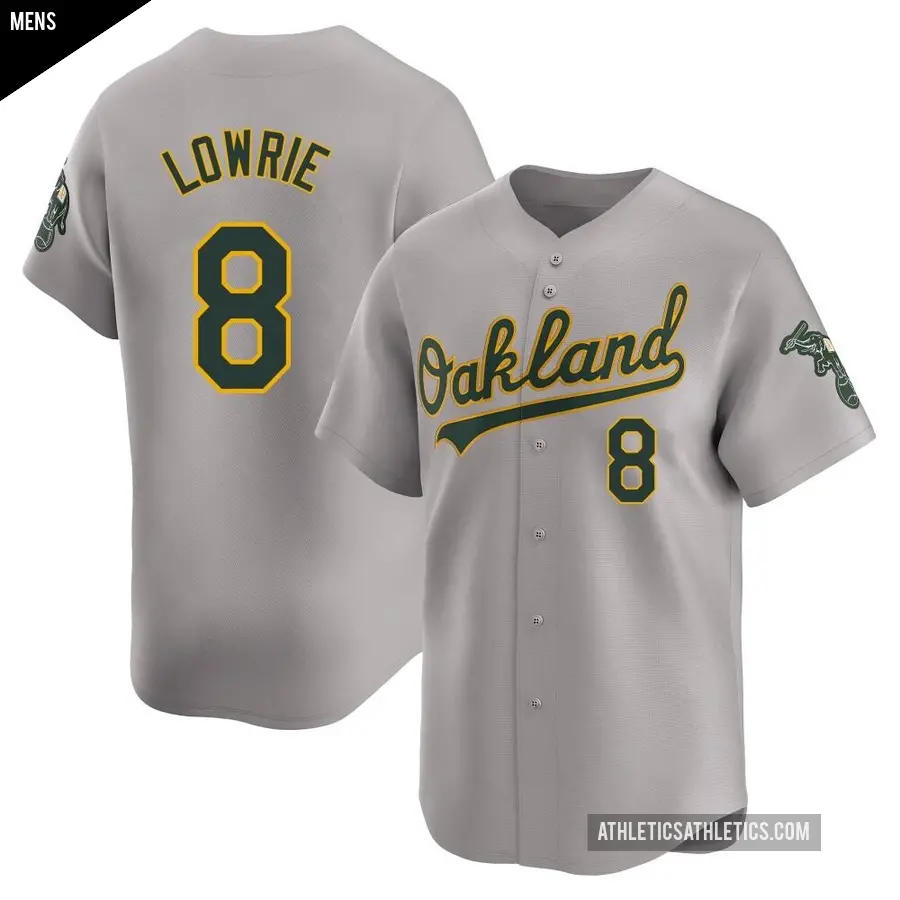 Men's Oakland Athletics ＃8 Jed Lowrie Limited Gray Away Jersey