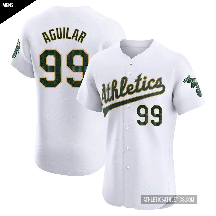 Men's Oakland Athletics ＃99 Jesus Aguilar Elite White Home Jersey