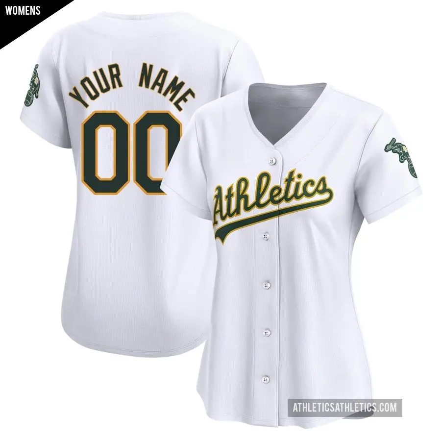 Women's Oakland Athletics ＃00 Custom Limited White Home Jersey