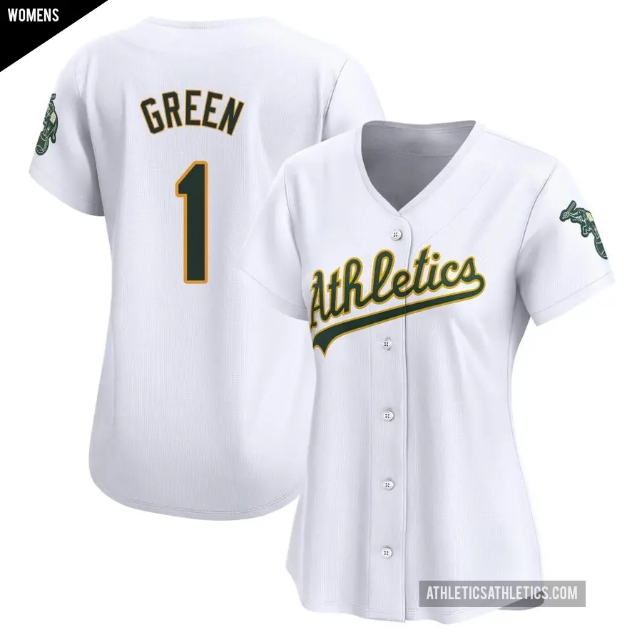 Women's Oakland Athletics ＃1 Dick Green Limited White Home Jersey