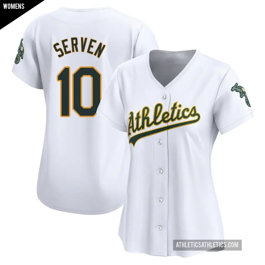 Women's Oakland Athletics ＃10 Brian Serven Limited White Home Jersey