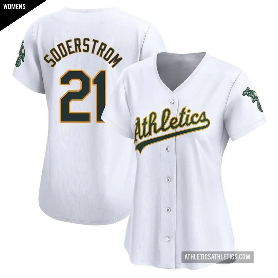 Women's Oakland Athletics ＃21 Tyler Soderstrom Limited White Home Jersey