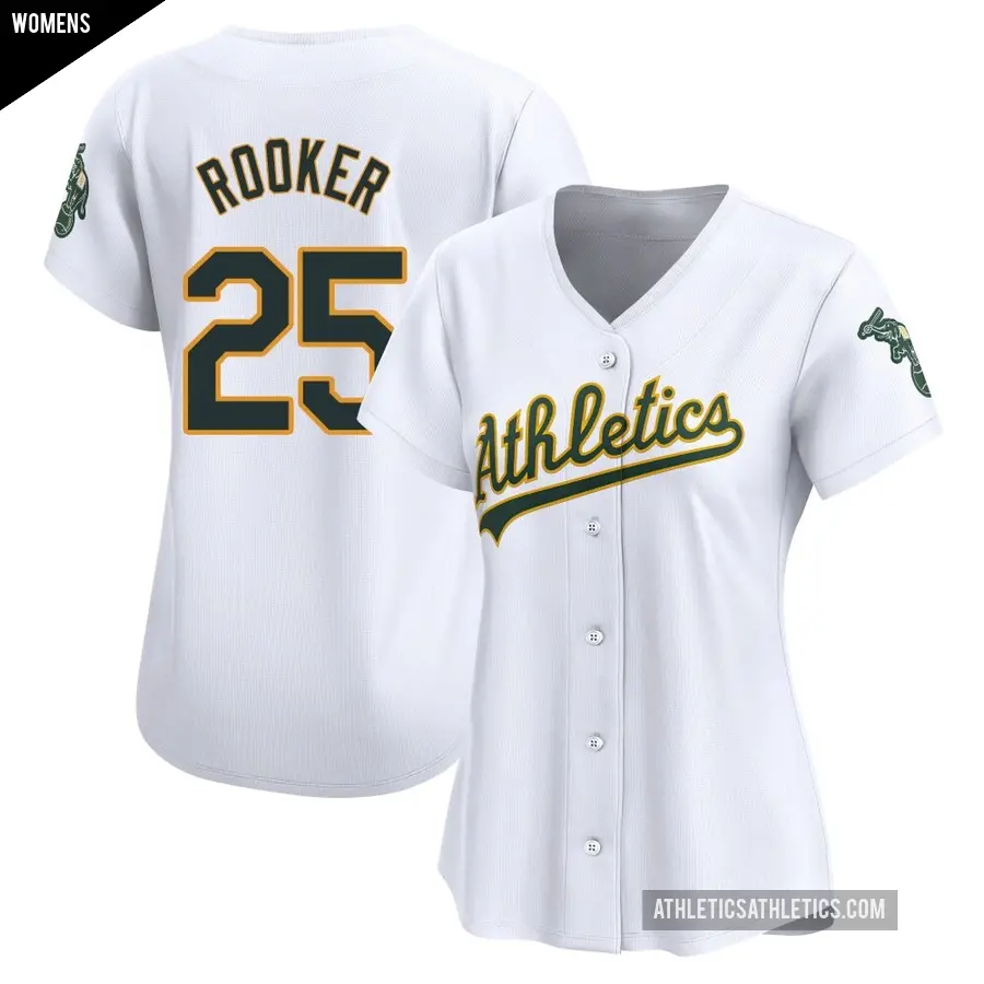 Women's Oakland Athletics ＃25 Brent Rooker Limited White Home Jersey
