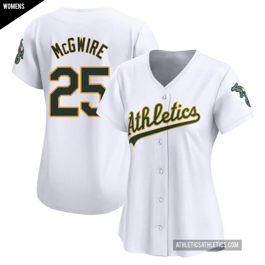 Women's Oakland Athletics ＃25 Mark McGwire Limited White Home Jersey