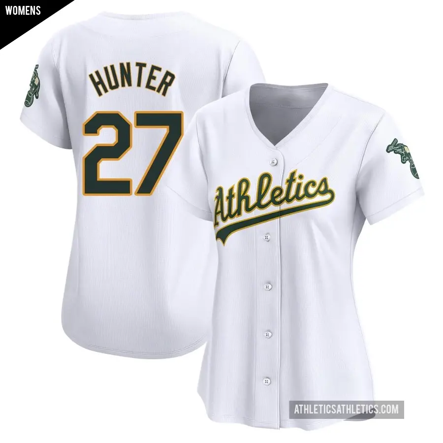 Women's Oakland Athletics ＃27 Catfish Hunter Limited White Home Jersey