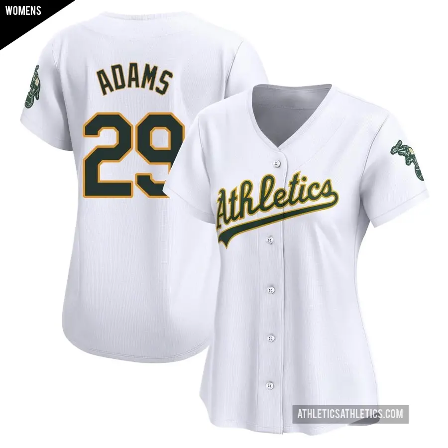 Women's Oakland Athletics ＃29 Austin Adams Limited White Home Jersey