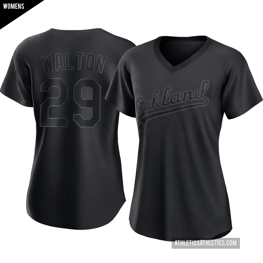 Women's Oakland Athletics ＃29 Donovan Walton Authentic Black Pitch Fashion Jersey