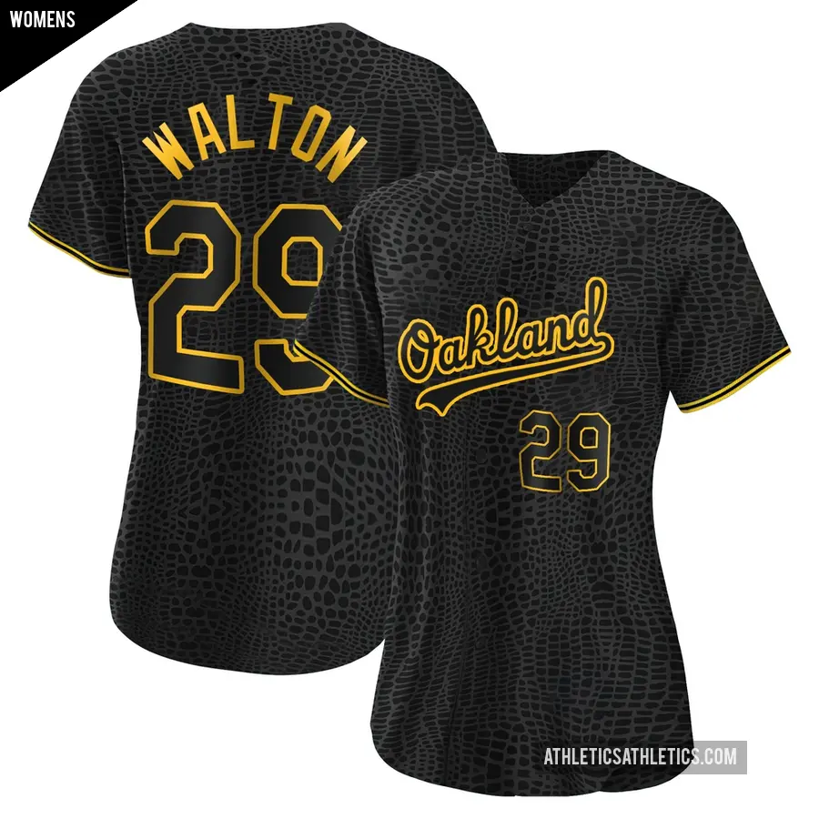Women's Oakland Athletics ＃29 Donovan Walton Replica Black Snake Skin City Jersey
