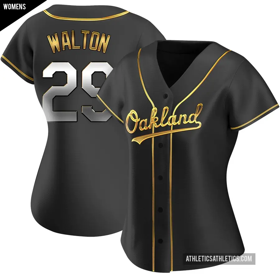 Women's Oakland Athletics ＃29 Donovan Walton Replica Gold Black en Alternate Jersey
