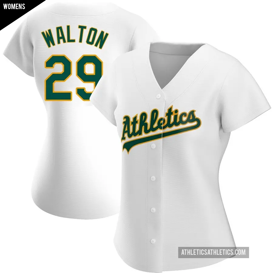 Women's Oakland Athletics ＃29 Donovan Walton Replica White Home Jersey