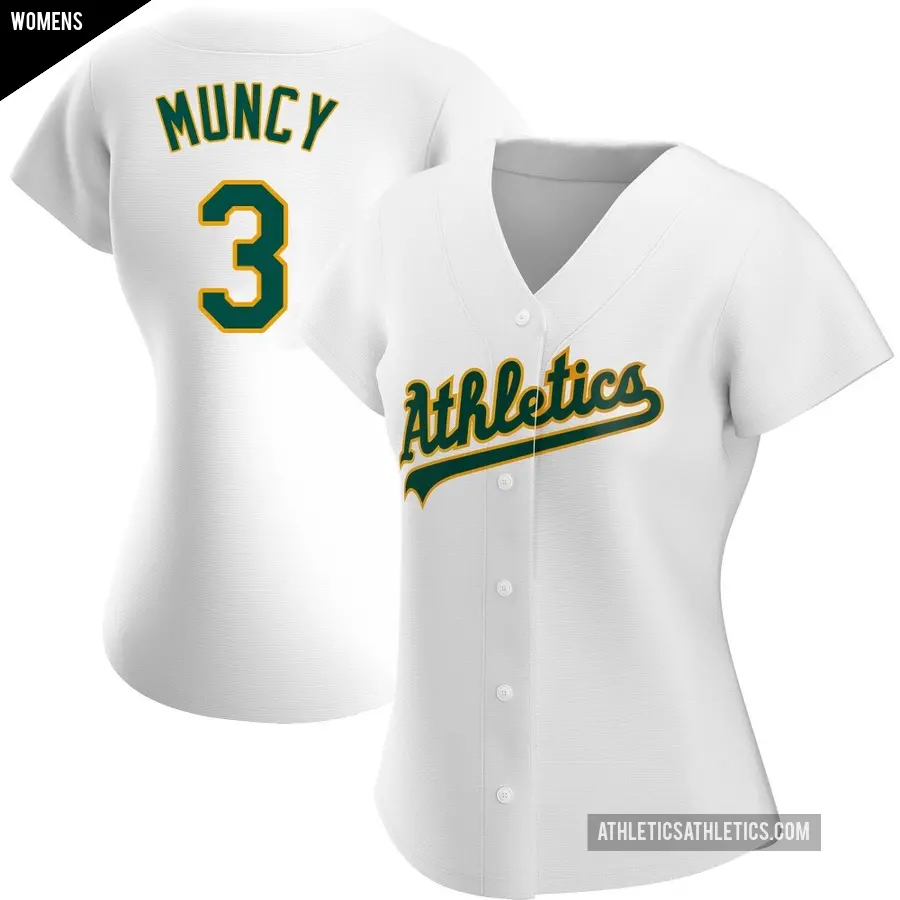 Women's Oakland Athletics ＃3 Max Muncy Replica White Home Jersey