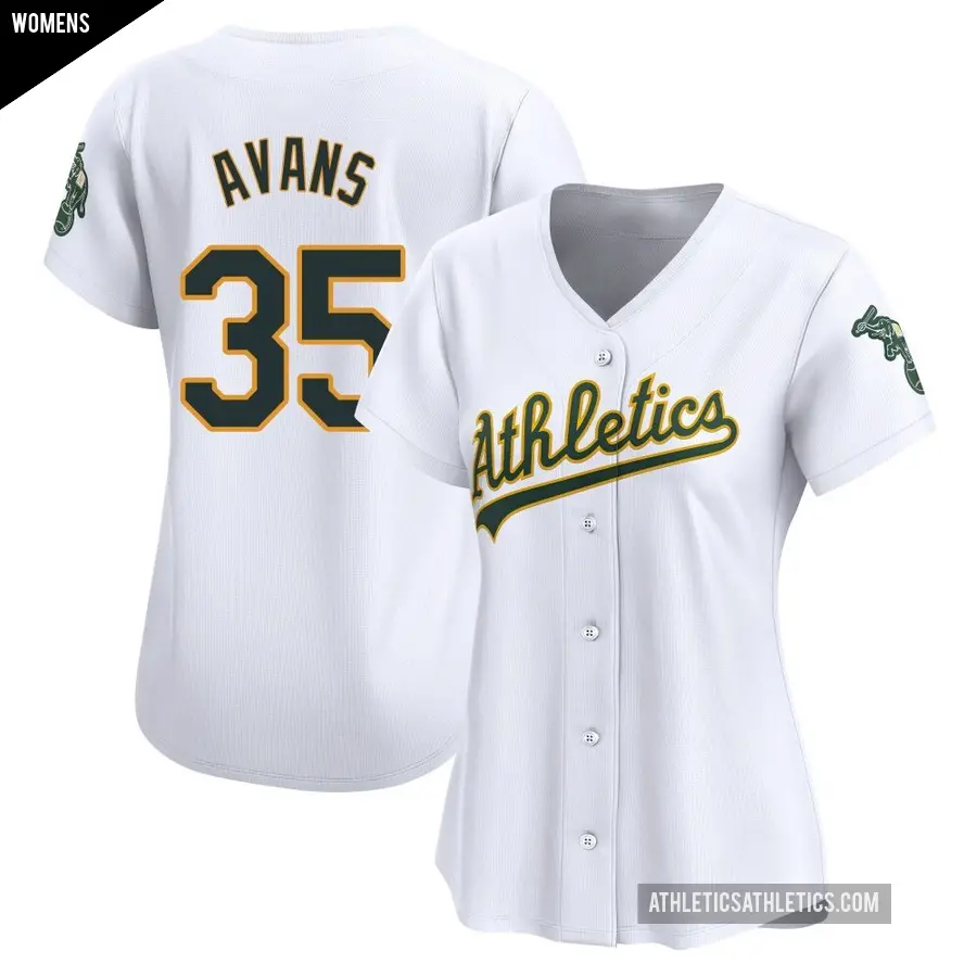Women's Oakland Athletics ＃35 Drew Avans Limited White Home Jersey