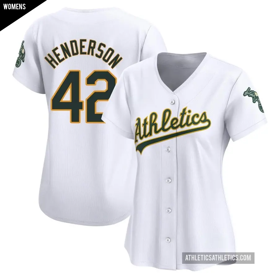 Women's Oakland Athletics ＃42 Dave Henderson Limited White Home Jersey