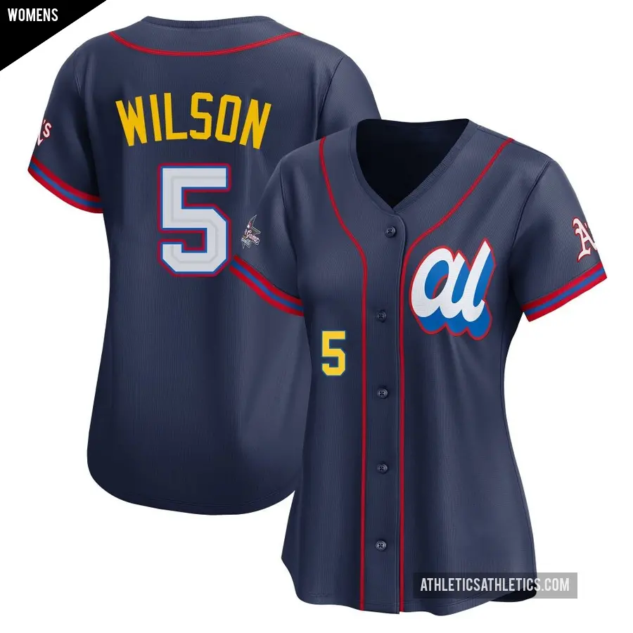 Women's Oakland Athletics ＃5 Jacob Wilson Limited Navy American League 2025 All-Star Edition Jersey