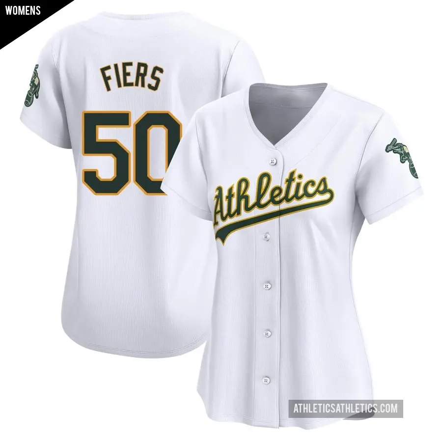 Women's Oakland Athletics ＃50 Mike Fiers Limited White Home Jersey
