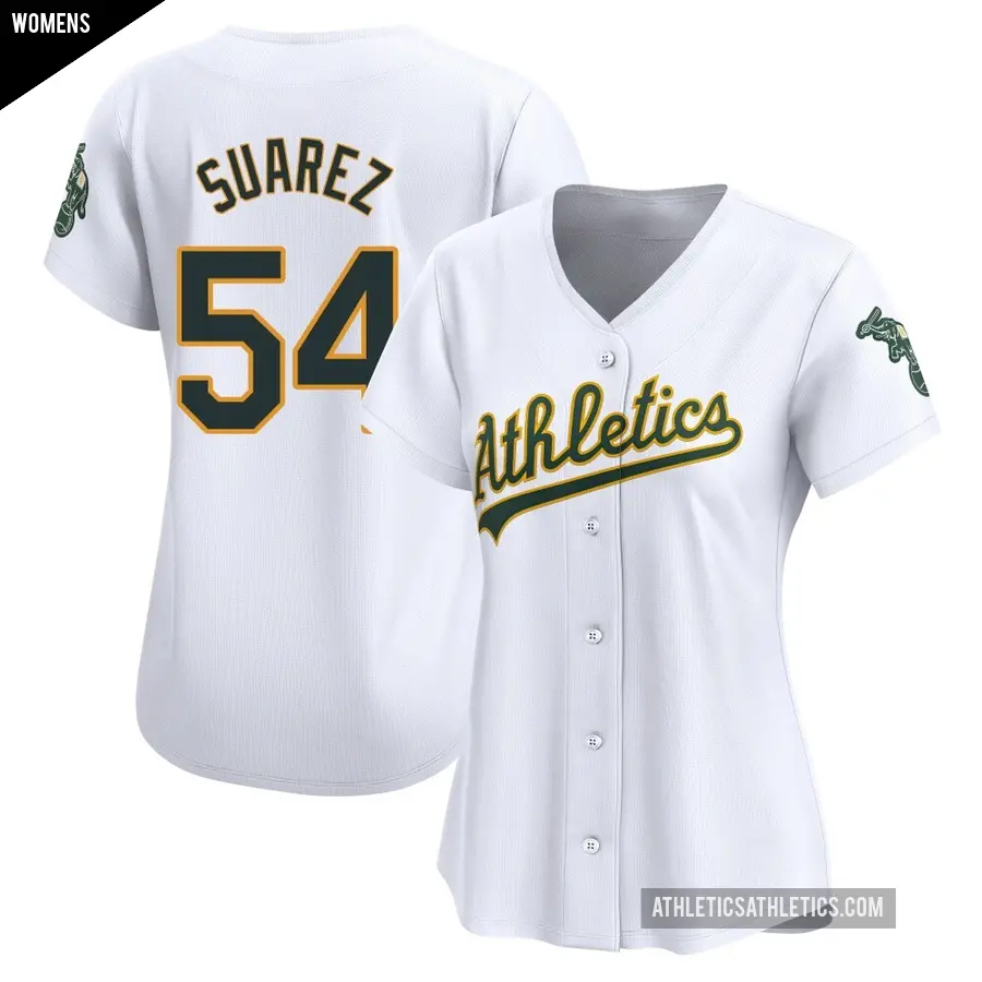 Women's Oakland Athletics ＃54 Jose Suarez Limited White Home Jersey