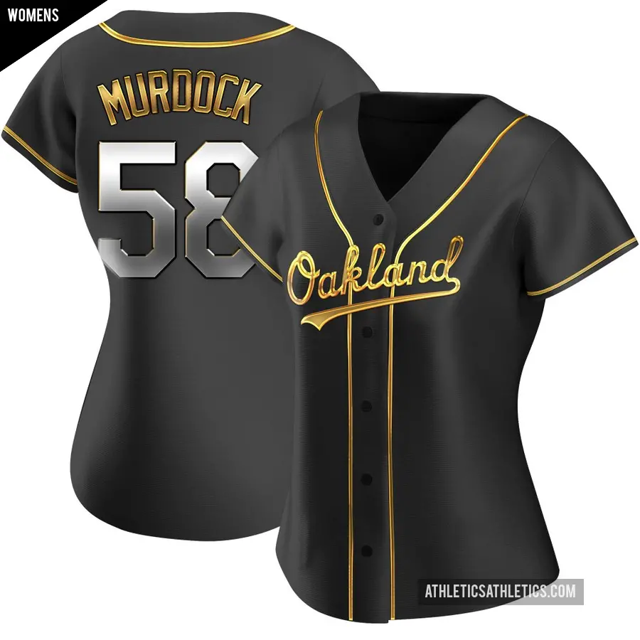 Women's Oakland Athletics ＃58 Noah Murdock Replica Gold Black en Alternate Jersey