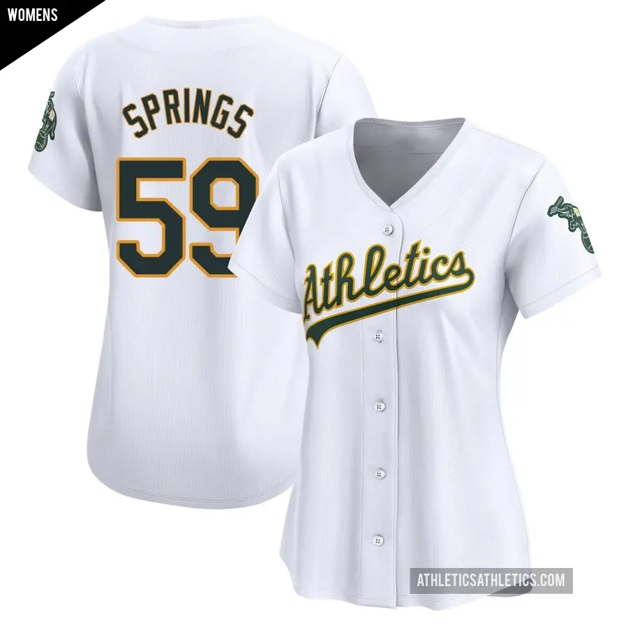 Women's Oakland Athletics ＃59 Jeffrey Springs Limited White Home Jersey