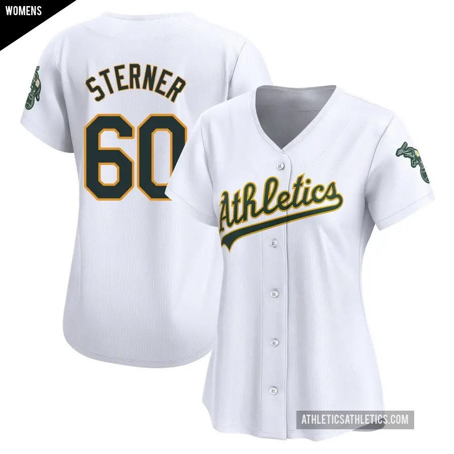 Women's Oakland Athletics ＃60 Justin Sterner Limited White Home Jersey