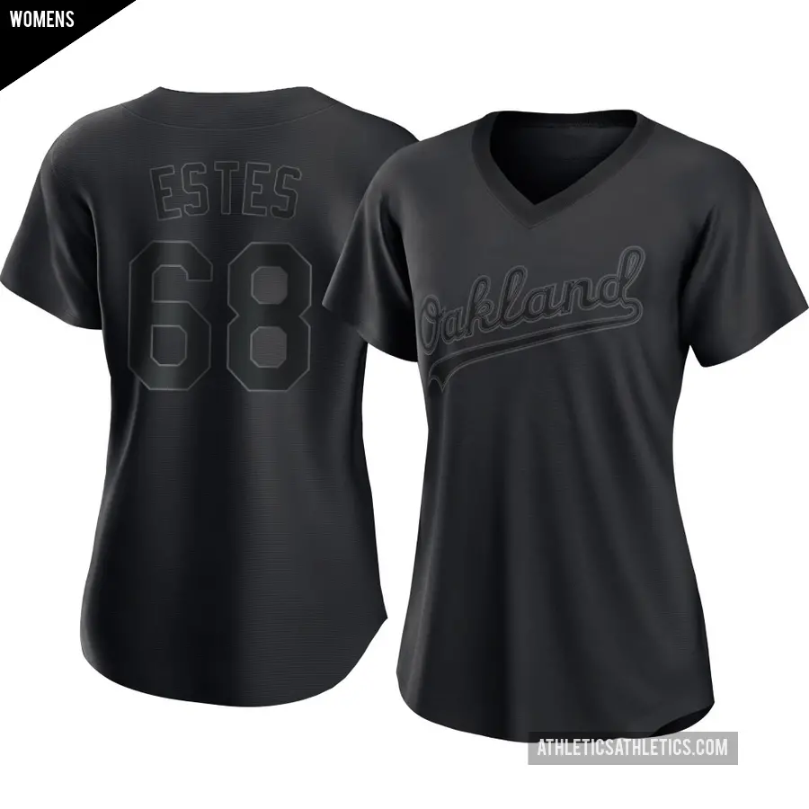 Women's Oakland Athletics ＃68 Joey Estes Authentic Black Pitch Fashion Jersey
