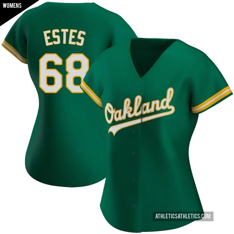 Women's Oakland Athletics ＃68 Joey Estes Authentic Green Kelly Alternate Jersey