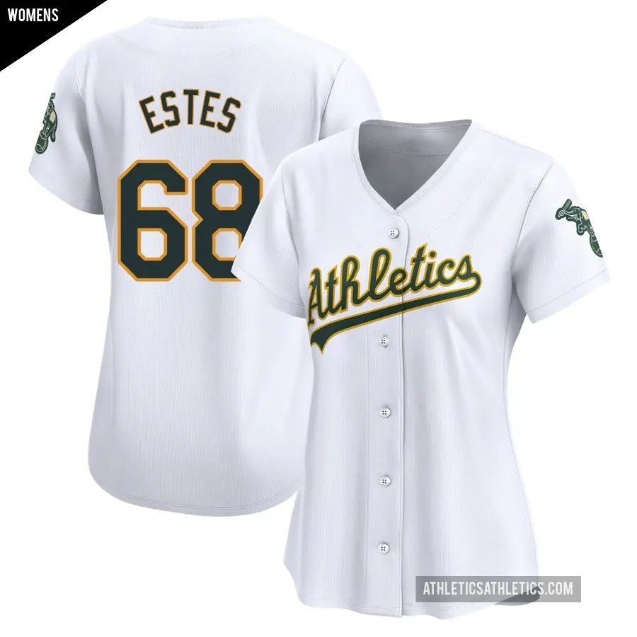 Women's Oakland Athletics ＃68 Joey Estes Limited White Home Jersey