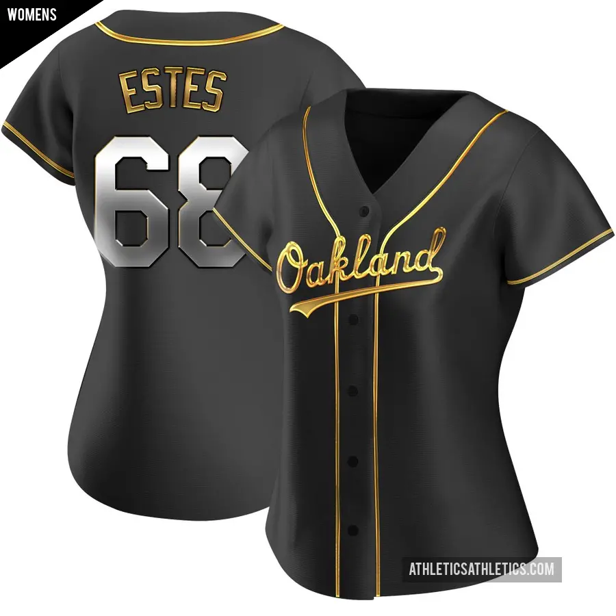 Women's Oakland Athletics ＃68 Joey Estes Replica Gold Black en Alternate Jersey