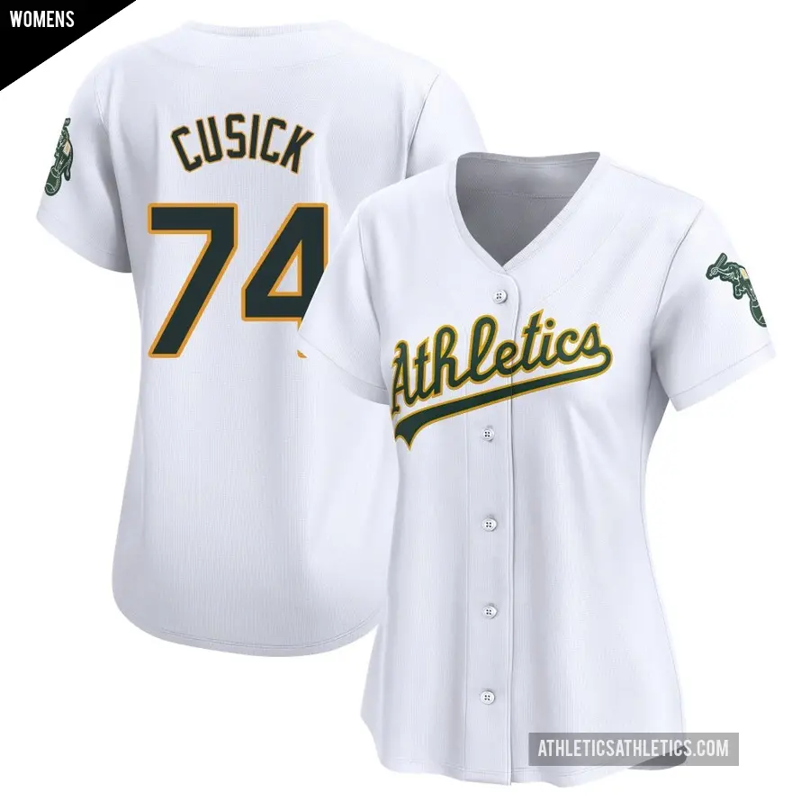 Women's Oakland Athletics ＃74 Ryan Cusick Limited White Home Jersey