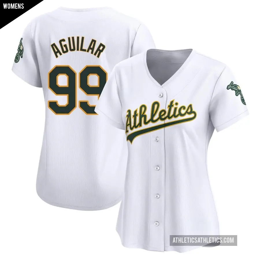 Women's Oakland Athletics ＃99 Jesus Aguilar Limited White Home Jersey