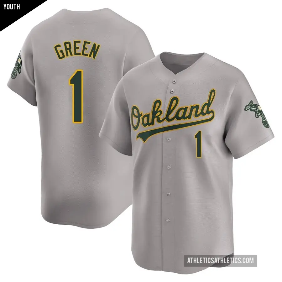 Youth Oakland Athletics ＃1 Dick Green Limited Green Gray Away Jersey