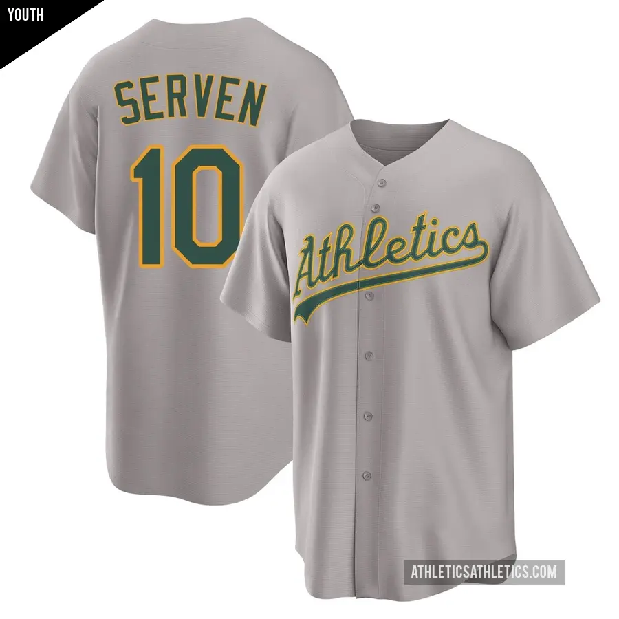 Youth Oakland Athletics ＃10 Brian Serven Replica Gray Away 2.0 Jersey