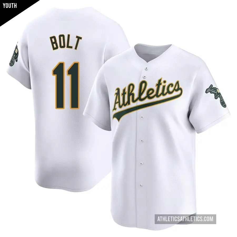 Youth Oakland Athletics ＃11 Skye Bolt Limited White Home Jersey