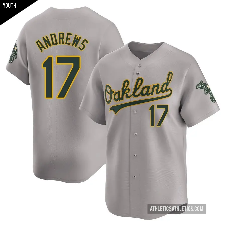 Youth Oakland Athletics ＃17 Mike Andrews Limited Gray Away Jersey