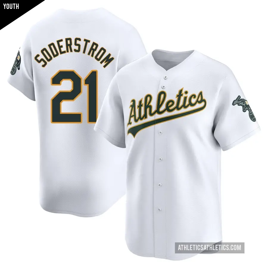 Youth Oakland Athletics ＃21 Tyler Soderstrom Limited White Home Jersey