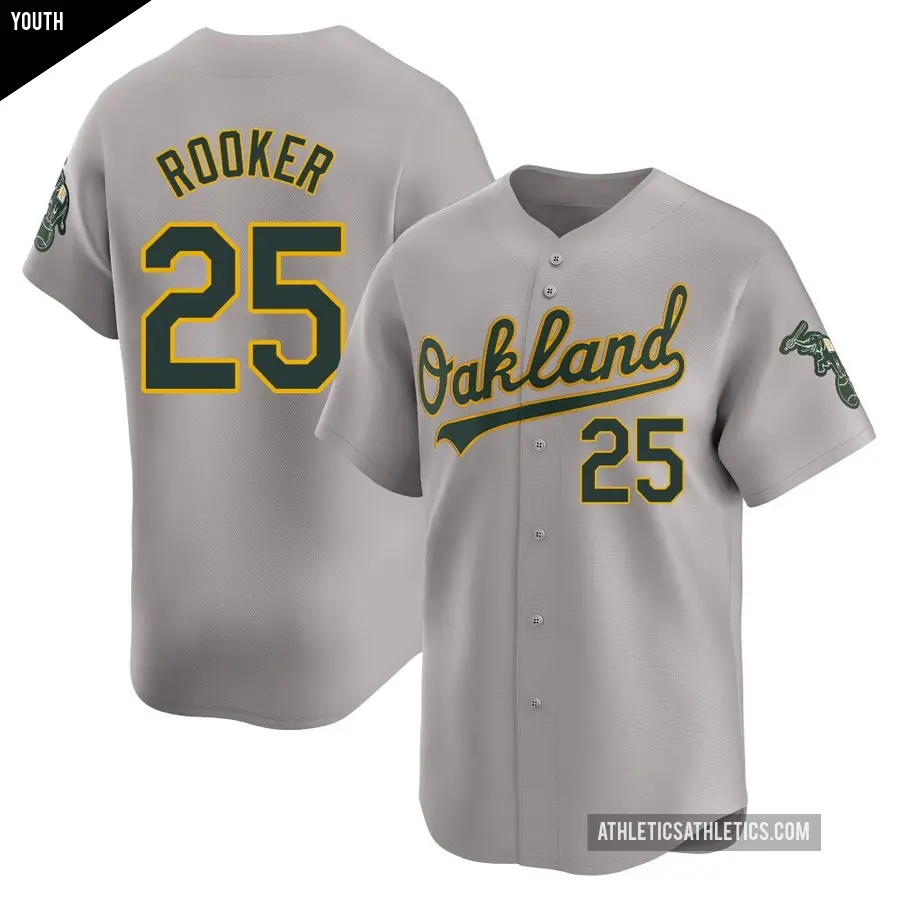Youth Oakland Athletics ＃25 Brent Rooker Limited Gray Away Jersey