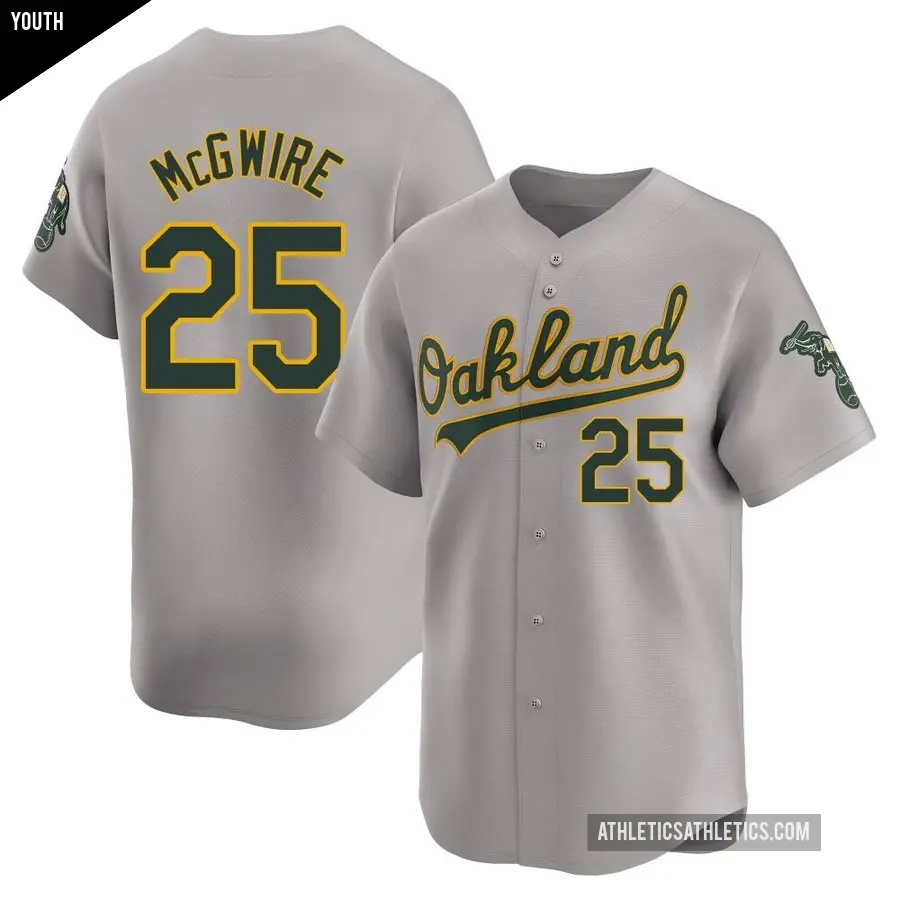 Youth Oakland Athletics ＃25 Mark McGwire Limited Gray Away Jersey