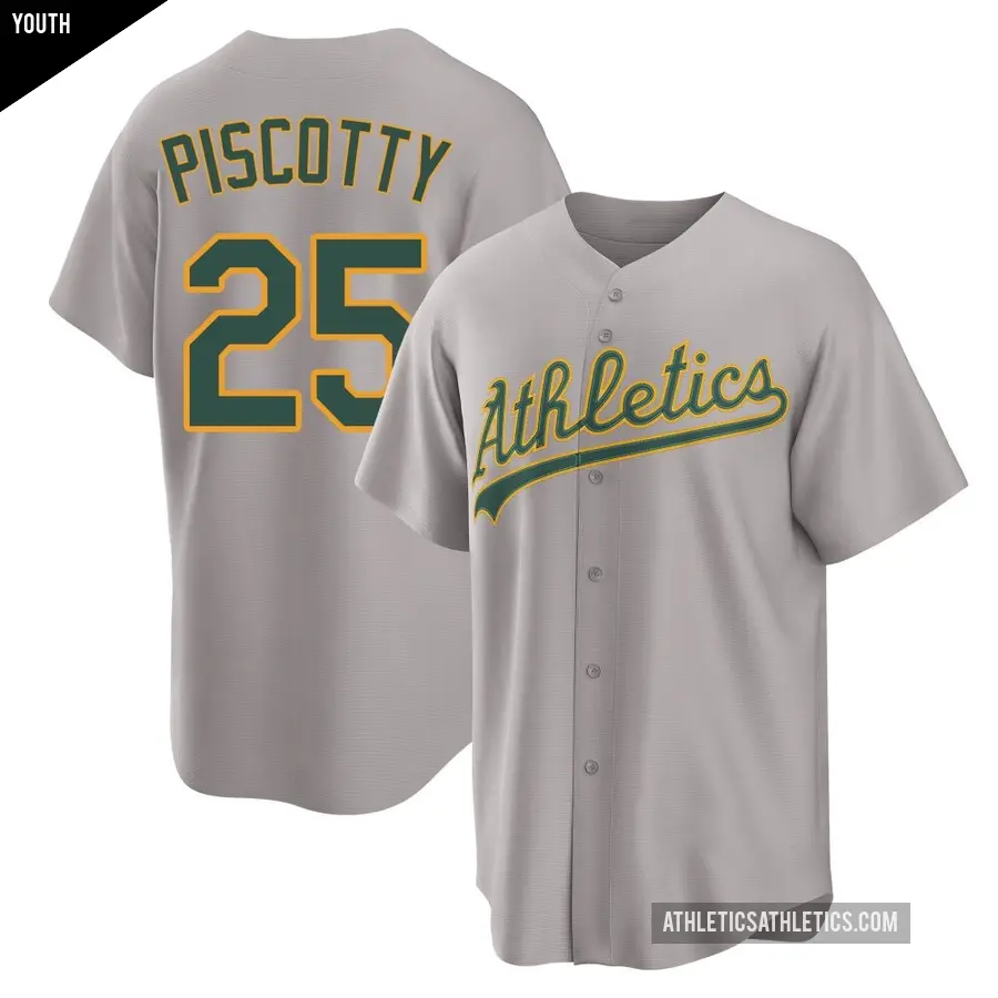 Youth Oakland Athletics ＃25 Stephen Piscotty Replica Gray Away 2.0 Jersey