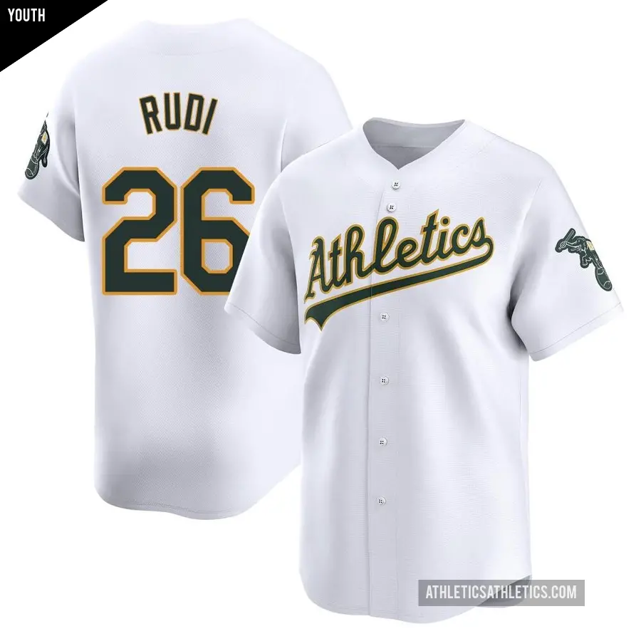 Youth Oakland Athletics ＃26 Joe Rudi Limited White Home Jersey