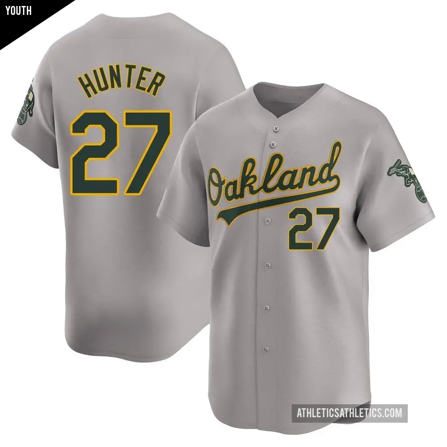 Youth Oakland Athletics ＃27 Catfish Hunter Limited Gray Away Jersey