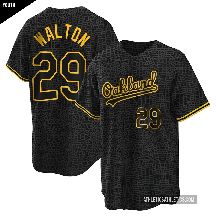 Youth Oakland Athletics ＃29 Donovan Walton Replica Black Snake Skin City Jersey